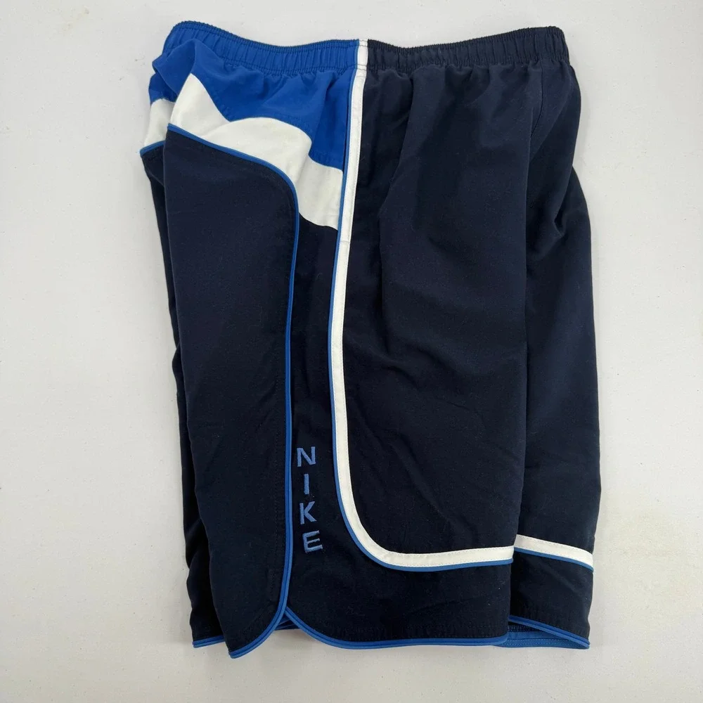 Nike Swim Shorts Mens L Navy Blue Colorblock Mesh Lined Board‎ Trunks T8SS7222